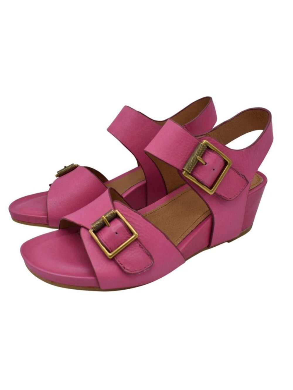 Sofft Womens Size 7 Valerie‎ Pink Leather Wedge Sandals Shoes